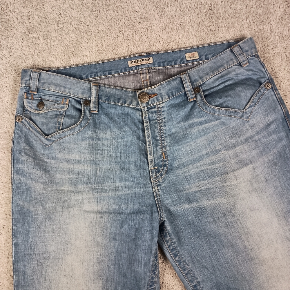 MEK Denim Oaxaca Boot Cut 40/34 Distressed Mens Jeans